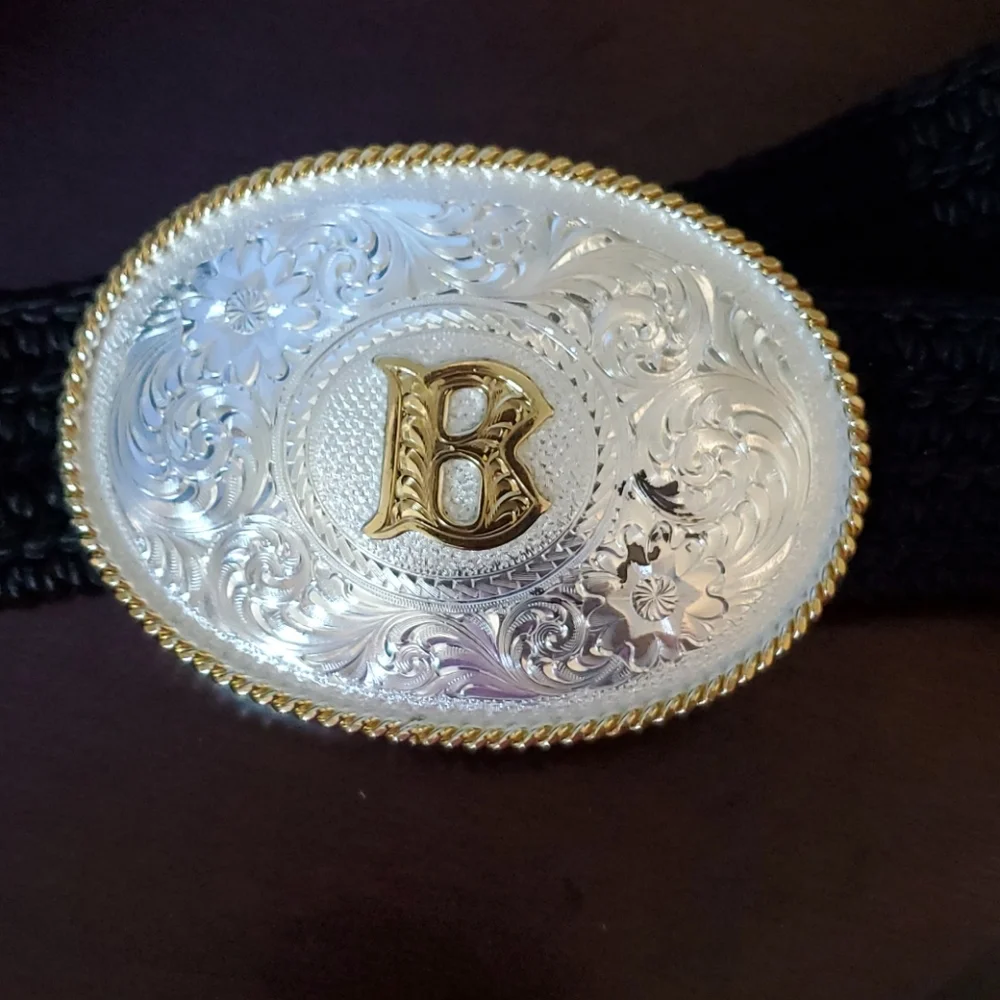 Montana Silversmiths B Western Belt Buckle w/belt‎